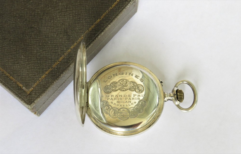 Antique silver Longines pocket watch, 1908 View IV