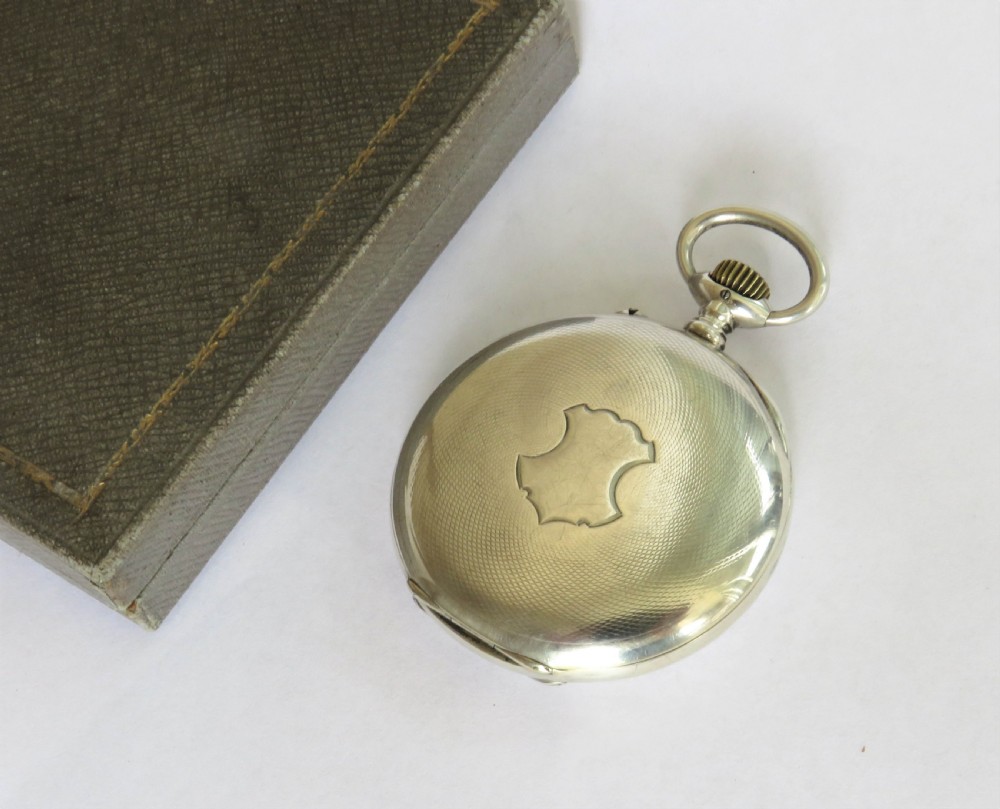 Antique silver Longines pocket watch, 1908 View V