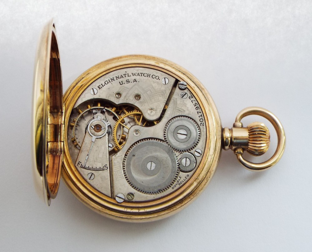 Antique 1918 Elgin full hunter pocket watch.   View VI