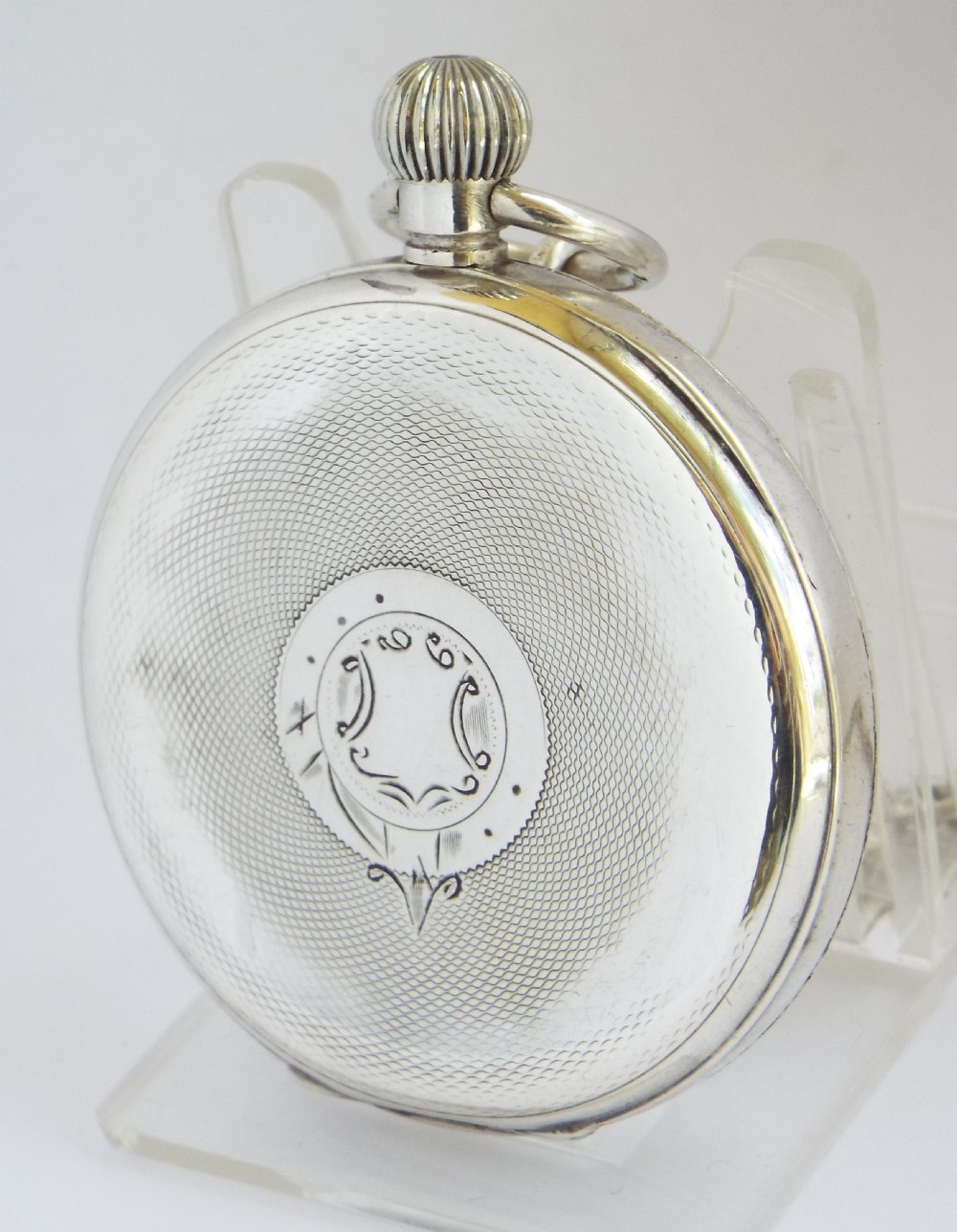 Antique silver pocket watch, 1919 & chain. View II