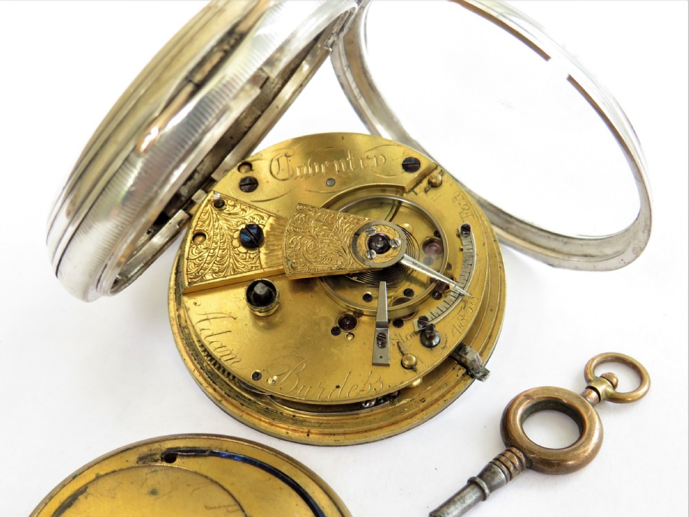 Antique silver fusee pocket watch by Burdess of Coventry View IV