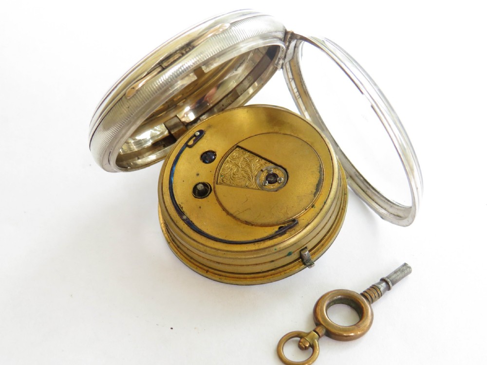 Antique silver fusee pocket watch by Burdess of Coventry View V