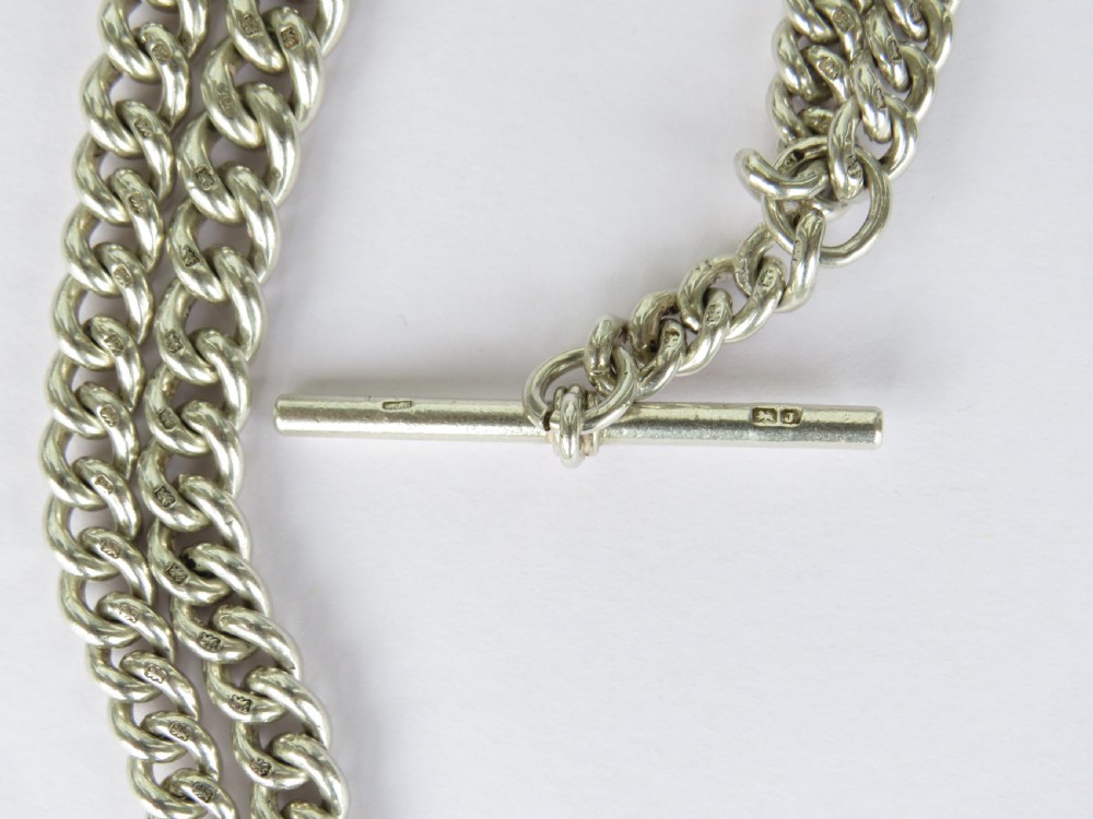 1933 silver double pocket watch chain View III