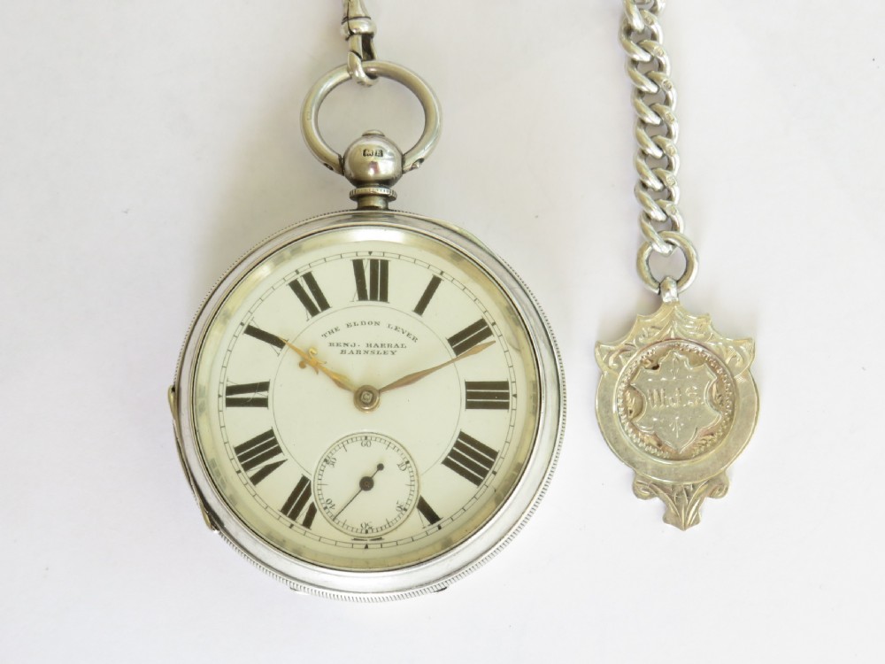 Large antique The Eldon Lever pocket watch and chain View II