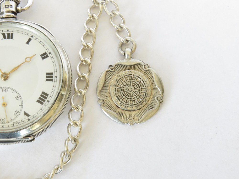 Antique silver Buren pocket watch and albert View IV