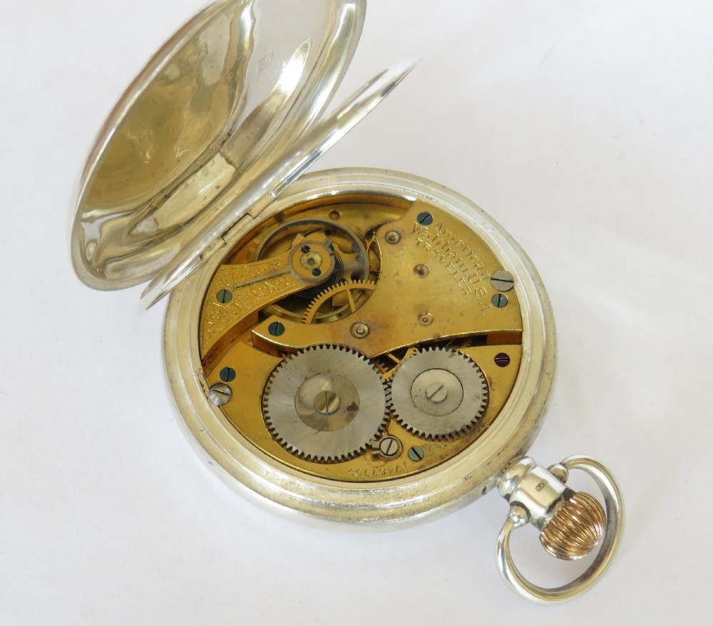 Silver Waltham half hunter pocket watch, 1908 View III