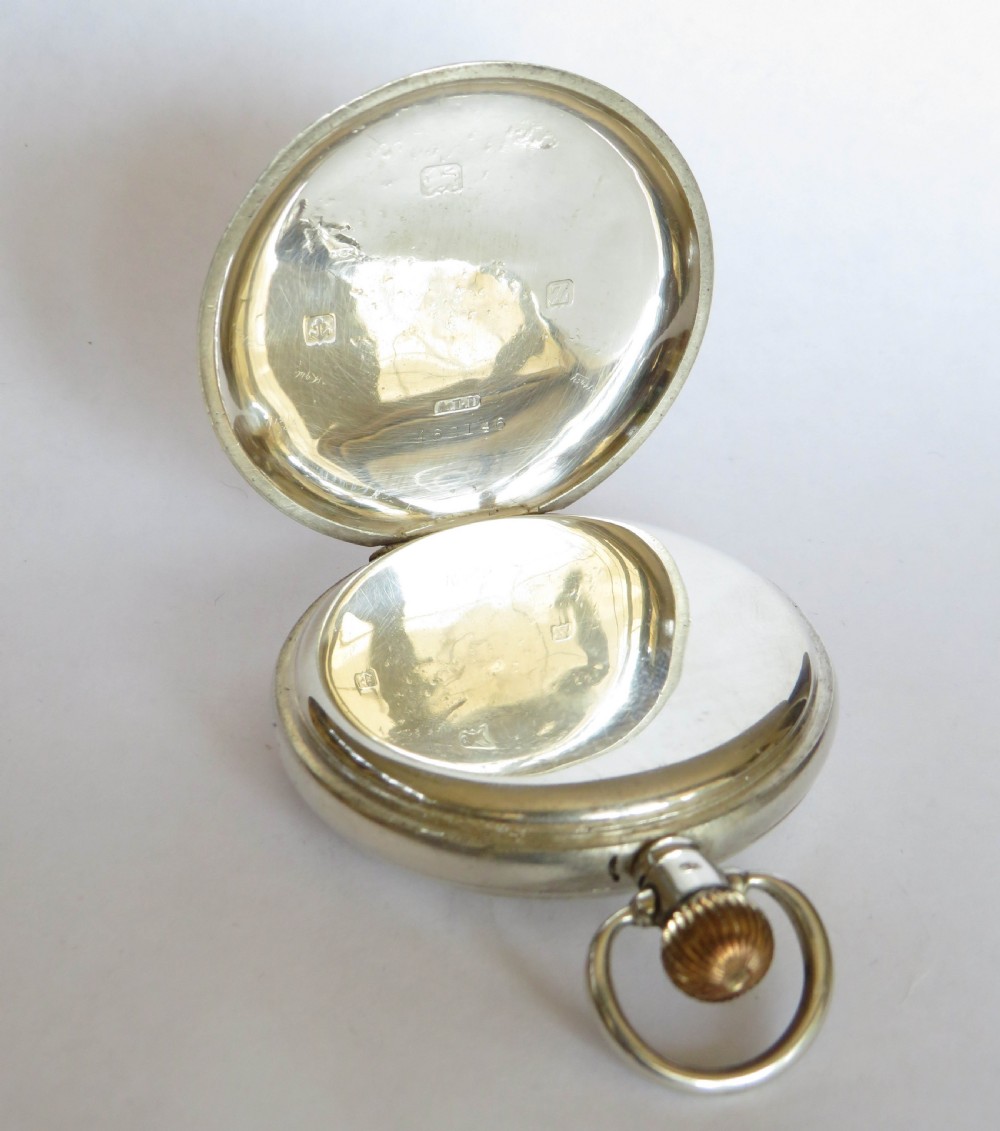 Silver Waltham half hunter pocket watch, 1908 View IV
