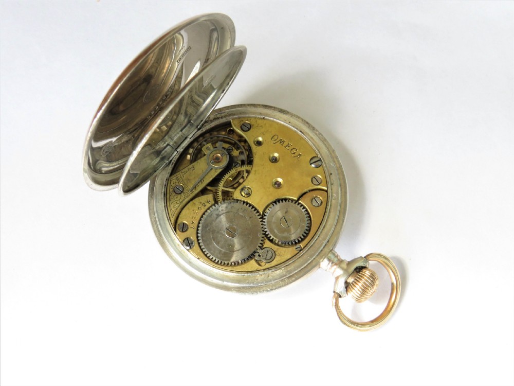 Antique silver Omega pocket watch View III