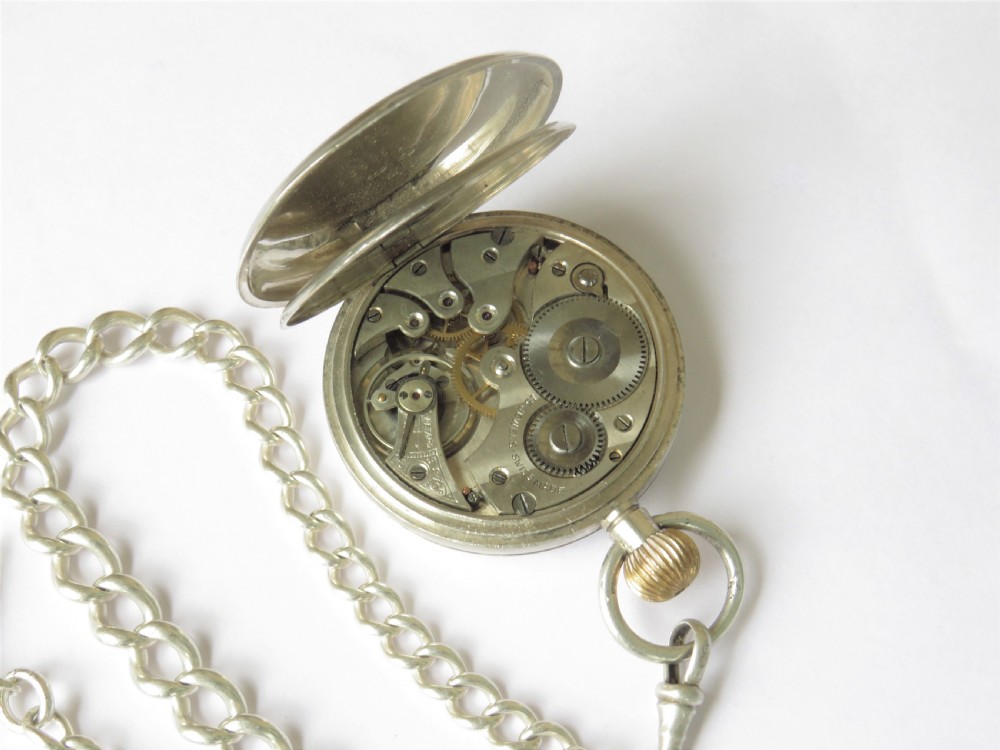 Antique silver pocket watch and chain View IV