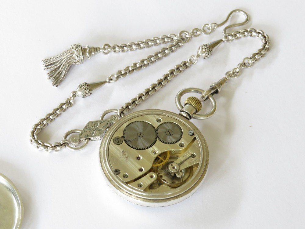 Vintage 1930s silver Syren pocket watch and chain View IV