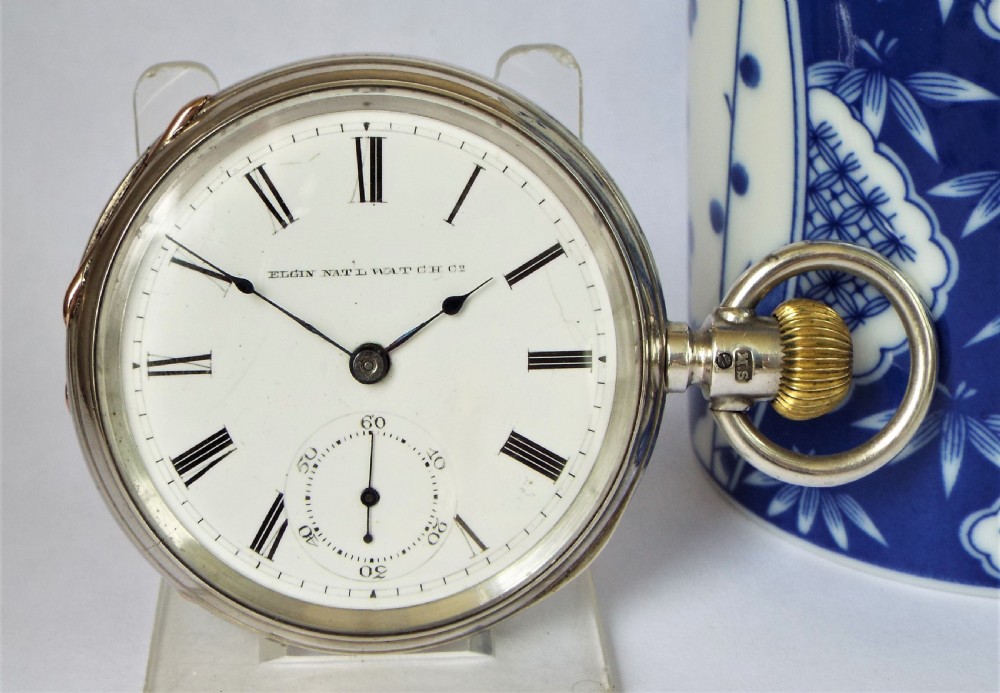 Antique silver Elgin Leader pocket watch 1879.