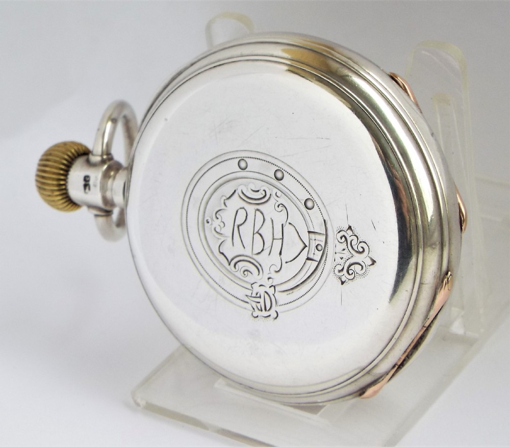Antique silver Elgin Leader pocket watch 1879. View II