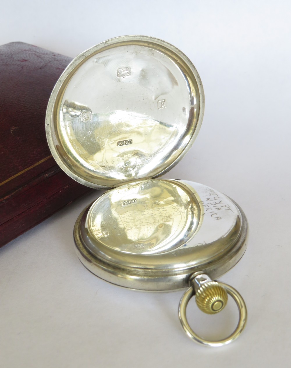Silver half hunter pocket watch for J W Benson View VI