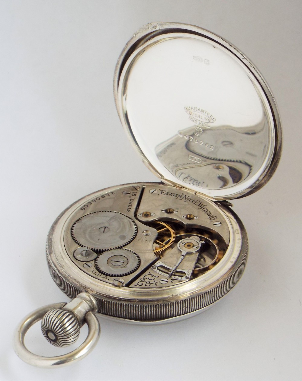 Antique silver Elgin pocket watch. View IV