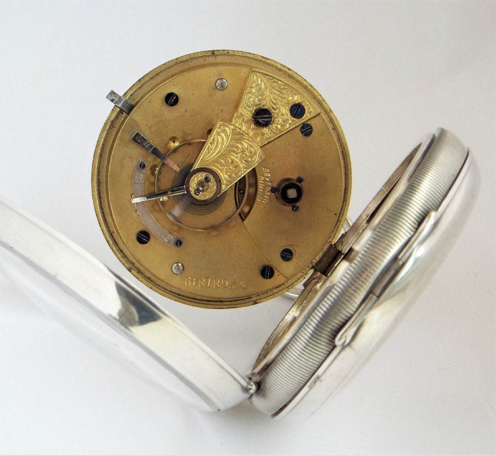Large antique Victorian silver pocket watch from Fattorini & Sons of Bradford. View IV