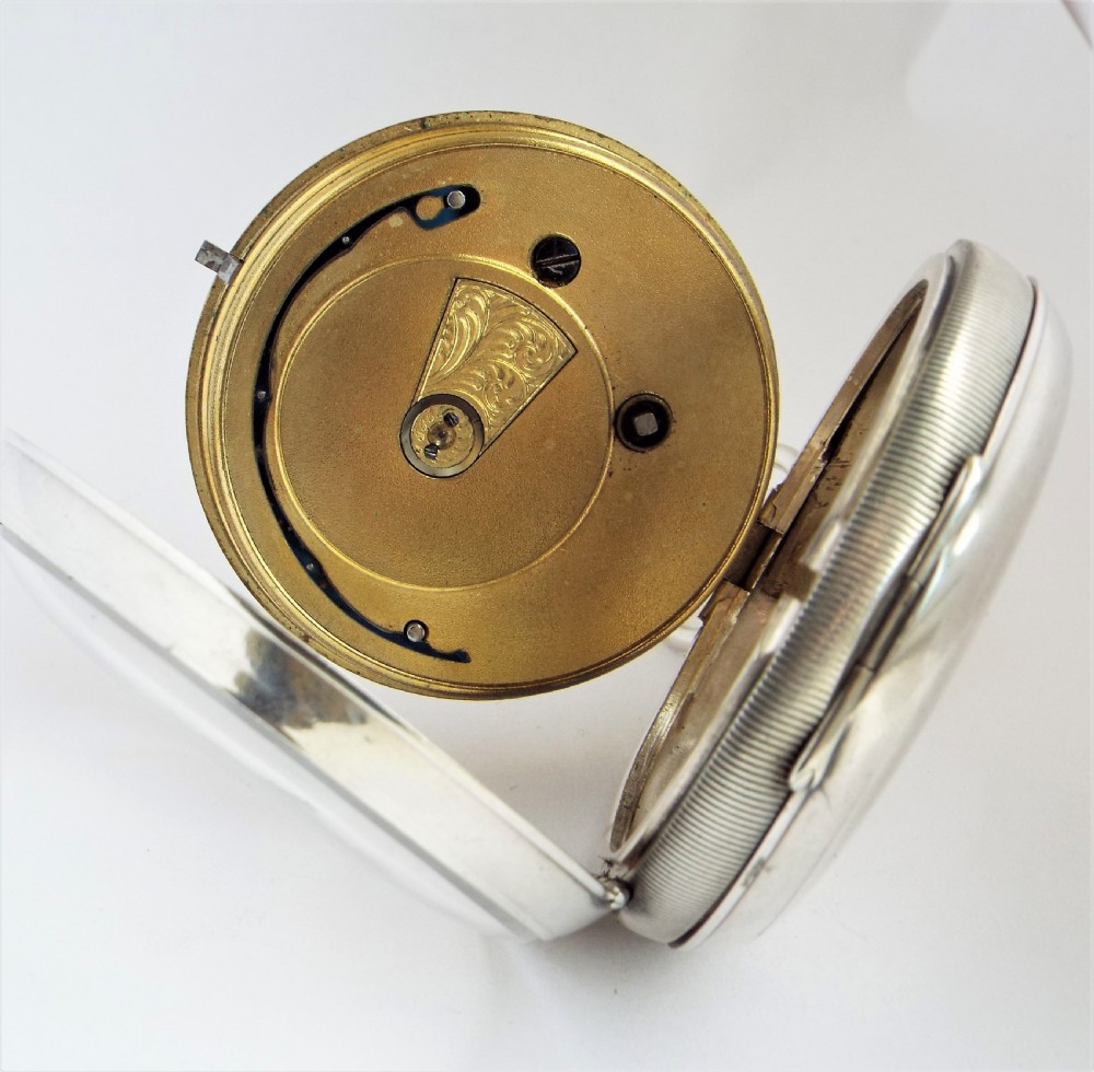 Large antique Victorian silver pocket watch from Fattorini & Sons of Bradford. View V
