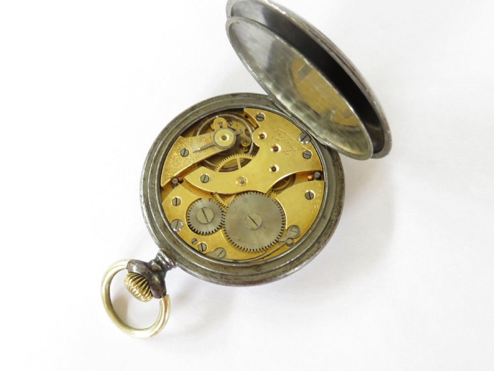 1920s Junghans gun metal pocket watch View III