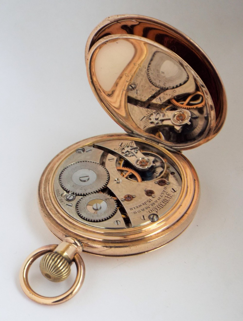 Antique 1912 Waltham full hunter pocket watch. View V