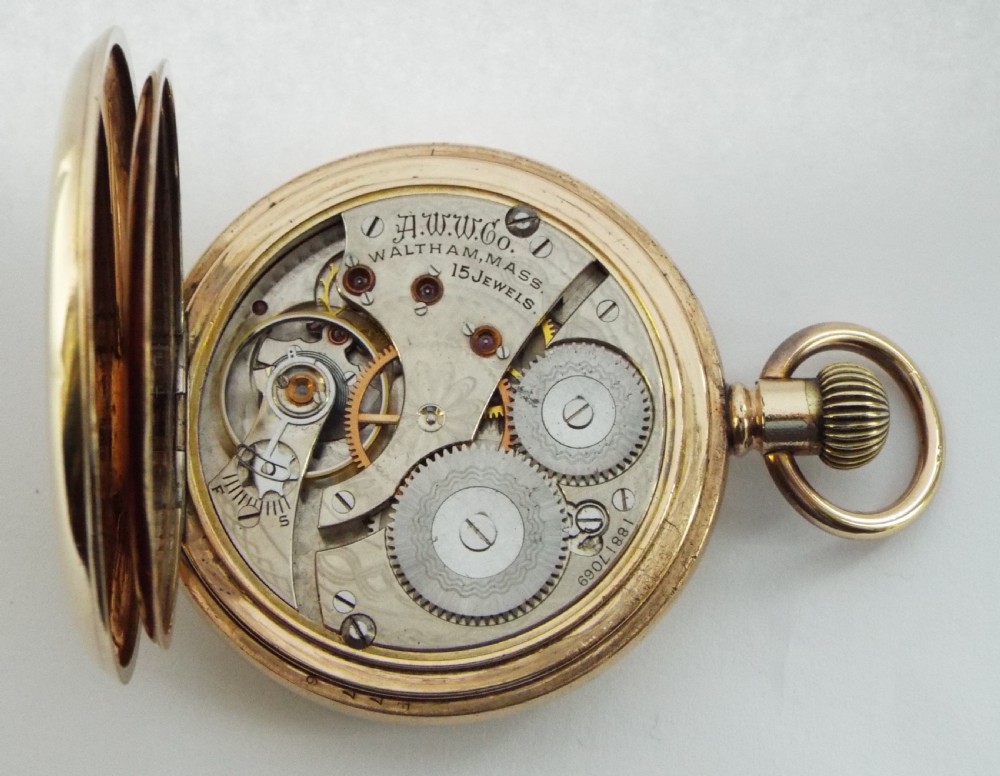 Antique 1912 Waltham full hunter pocket watch. View VI