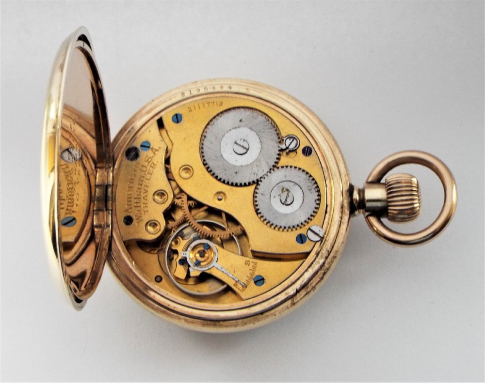 Antique 1917 Waltham pocket watch. View V