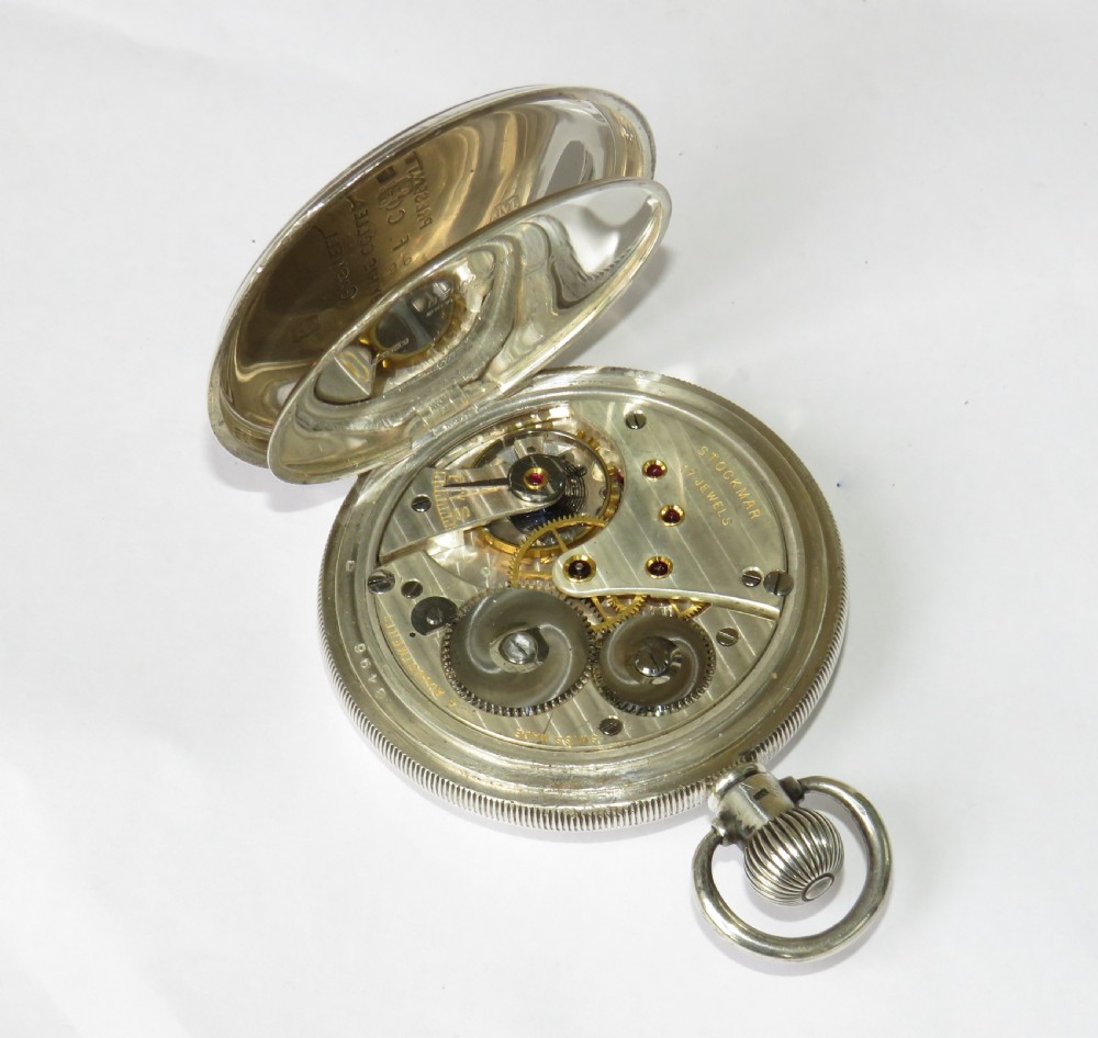 Antique silver Stockmar half hunter pocket watch View V