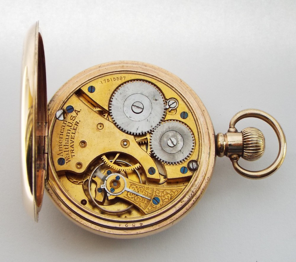 Antique 1908 Waltham pocket watch. View IV