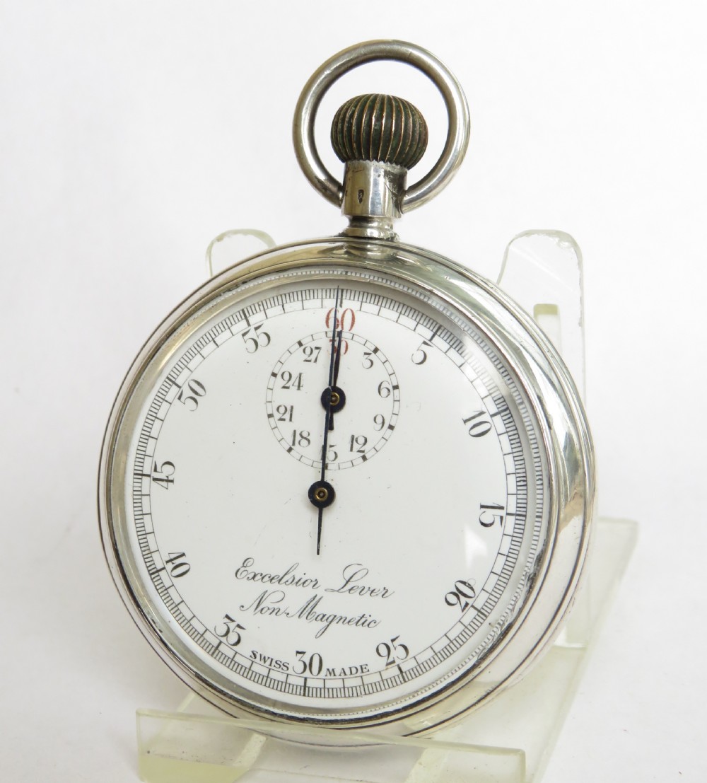 Rare antique silver Excelsior Lever stopwatch 