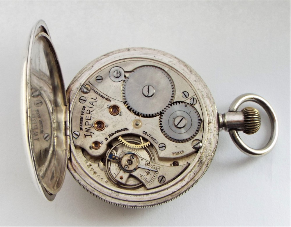 A 1920s Buren Imperial silver stem winding pocket watch. View V