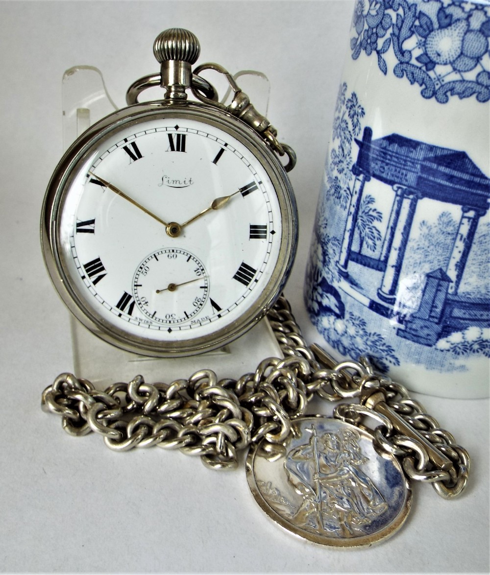 1920s Limit No 2 pocket watch and chain.
