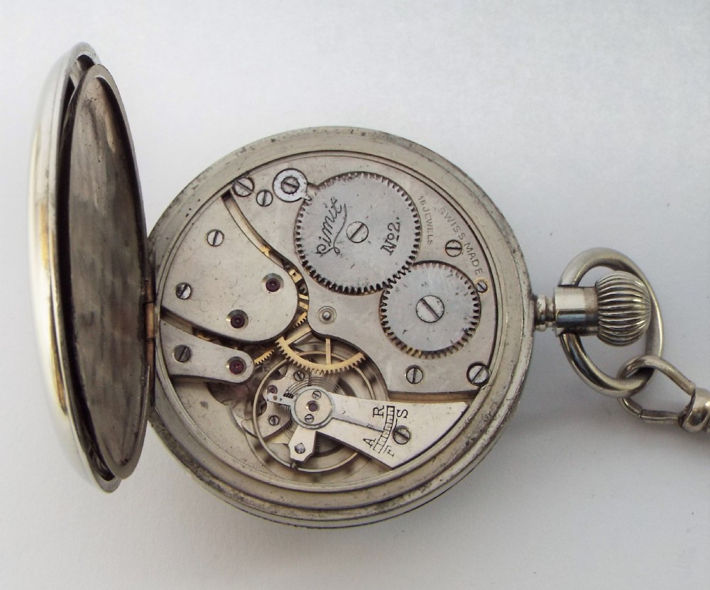 1920s Limit No 2 pocket watch and chain. View V