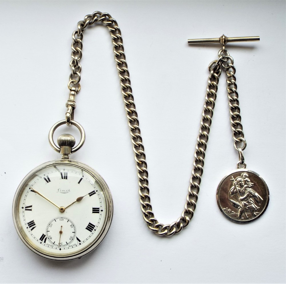 1920s Limit No 2 pocket watch and chain. View VI