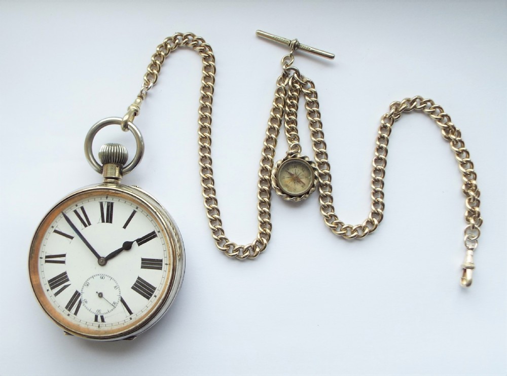 Antique Goliath pocket watch and chain, circa 1910s. View III