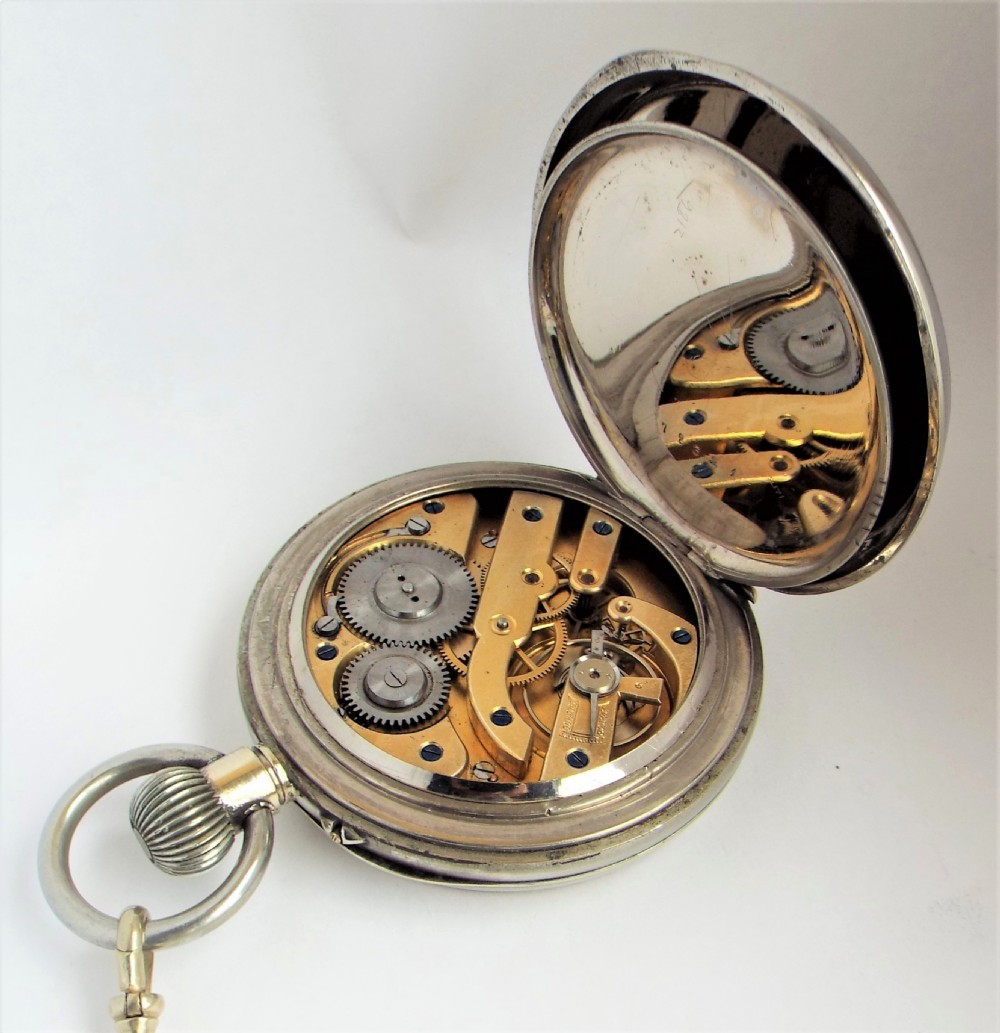 Antique Goliath pocket watch and chain, circa 1910s. View V