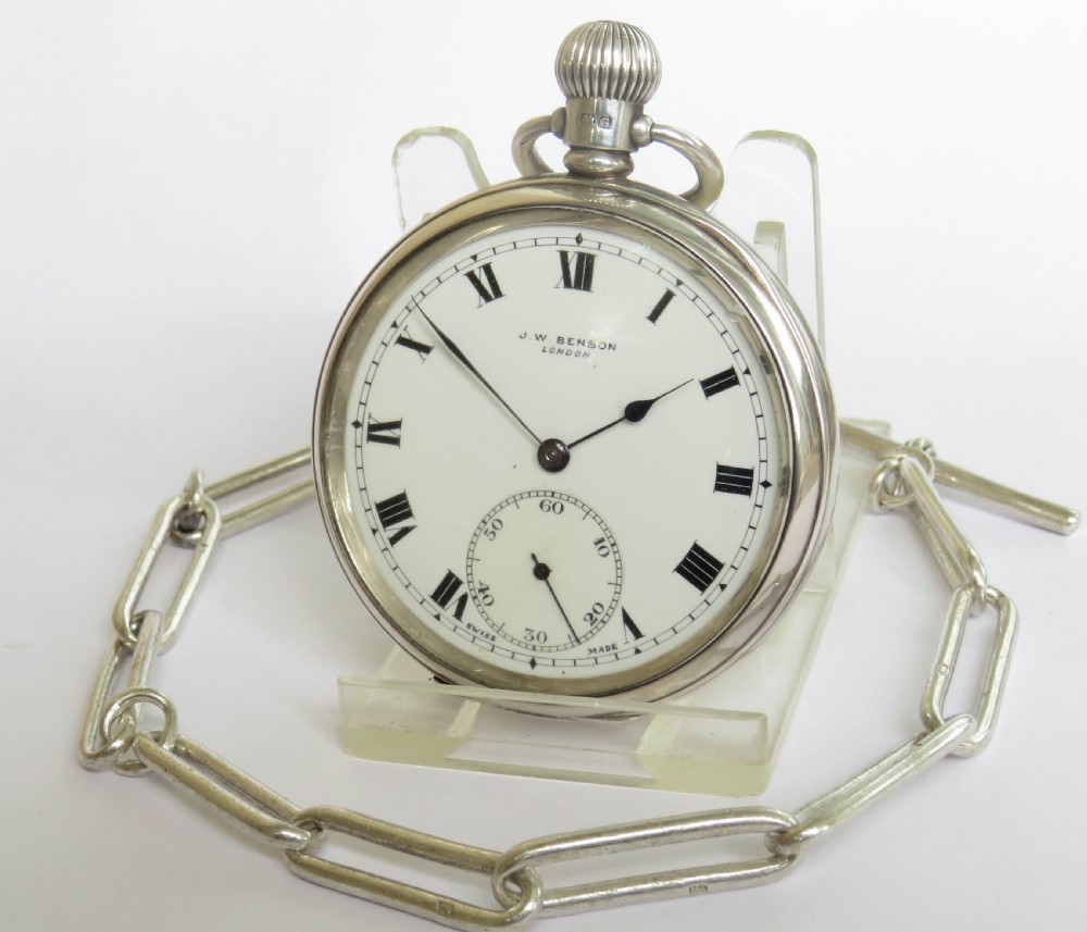 1930s silver Tavannes Cyma pocket watch for Benson