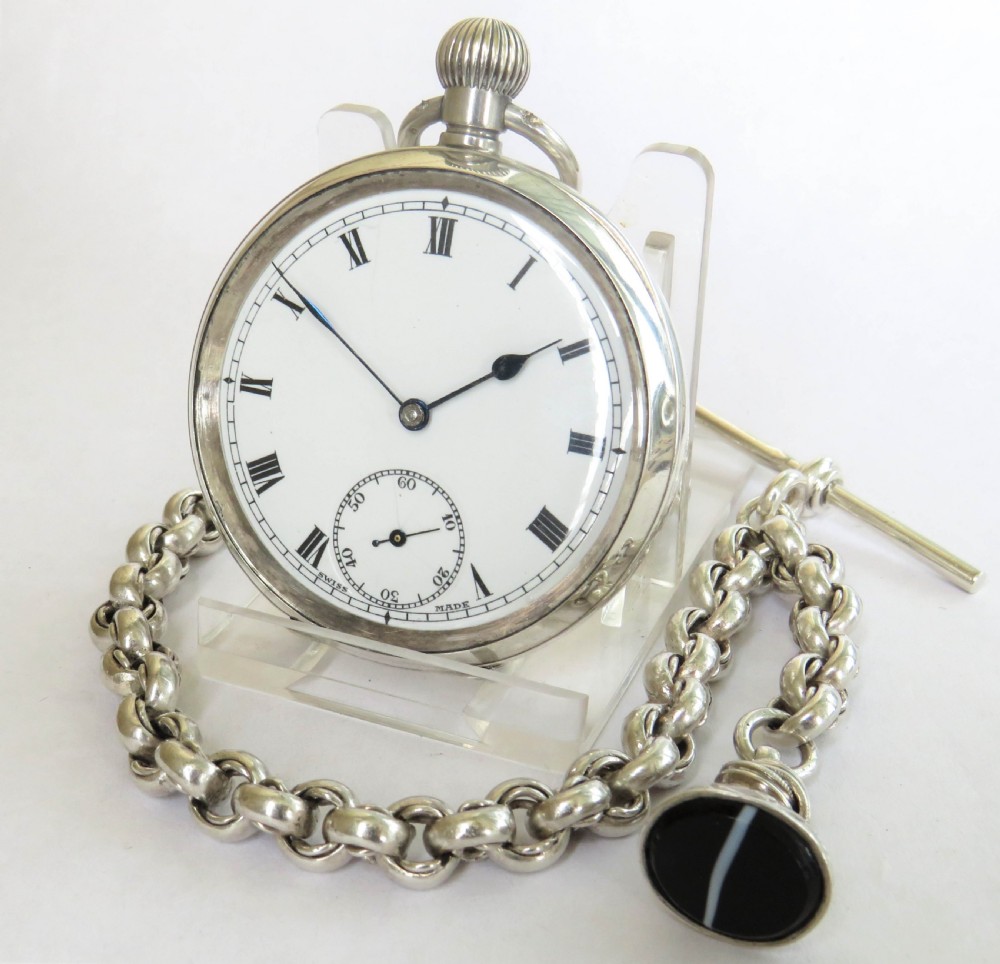 Antique silver Dimier Freres pocket watch and chain