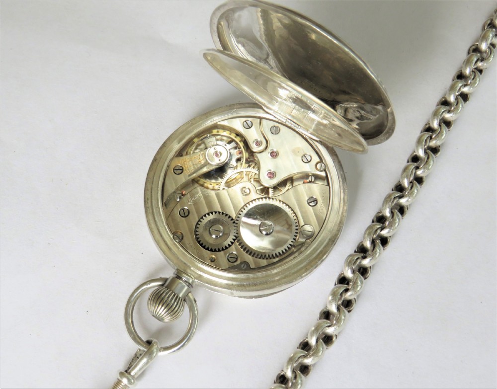 Antique silver Dimier Freres pocket watch and chain View II