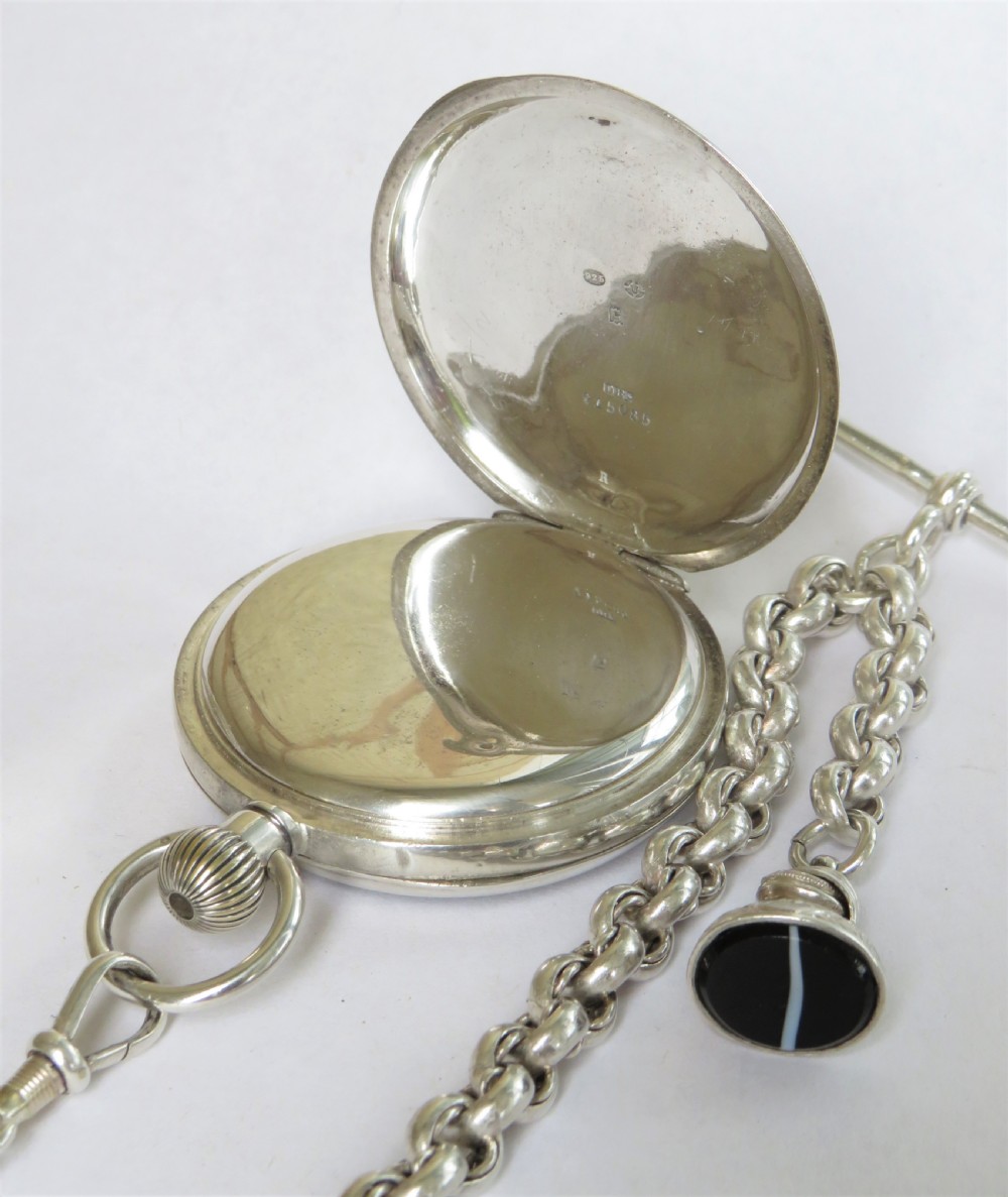 Antique silver Dimier Freres pocket watch and chain View III