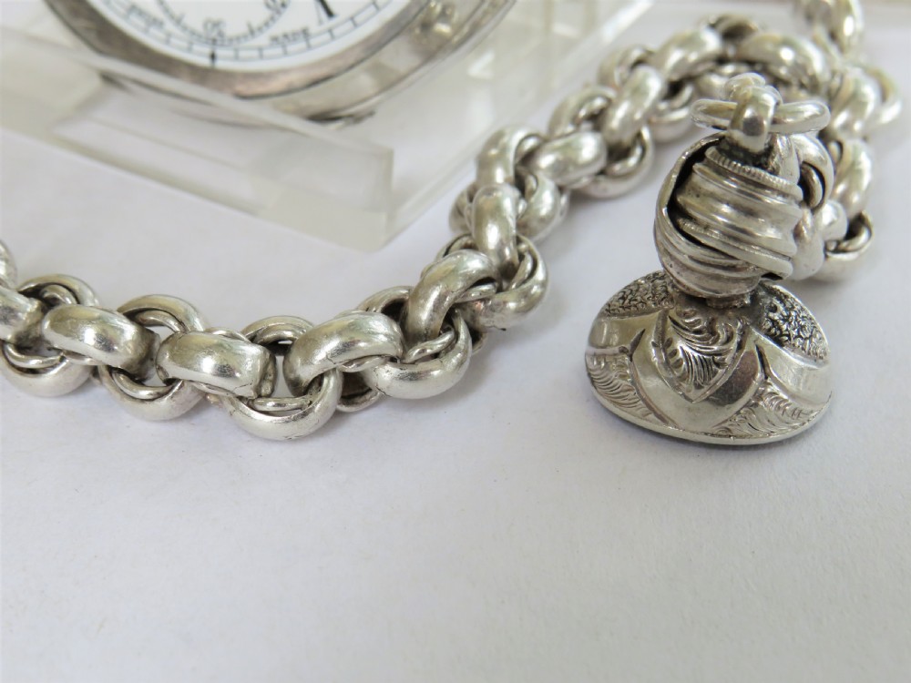Antique silver Dimier Freres pocket watch and chain View V