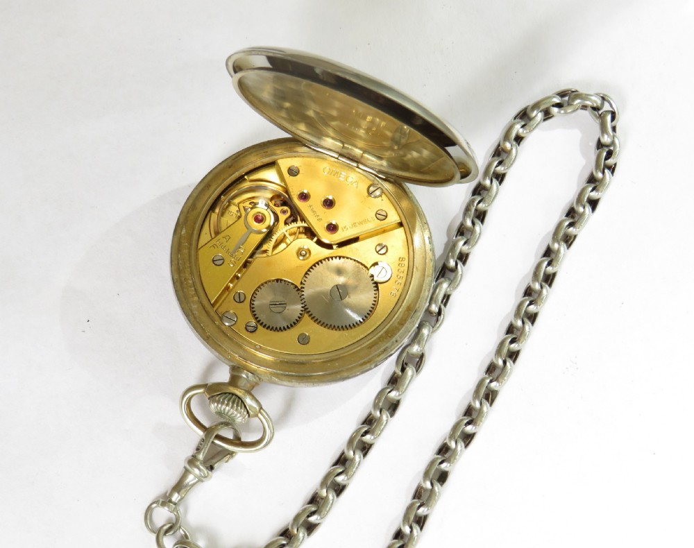 1938 Omega pocket watch and chain View II