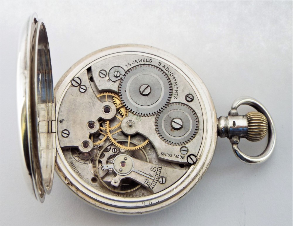 A 1920s silver Cyma pocket watch. View V