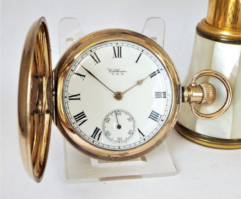 Antique 1917 Waltham full hunter pocket watch.