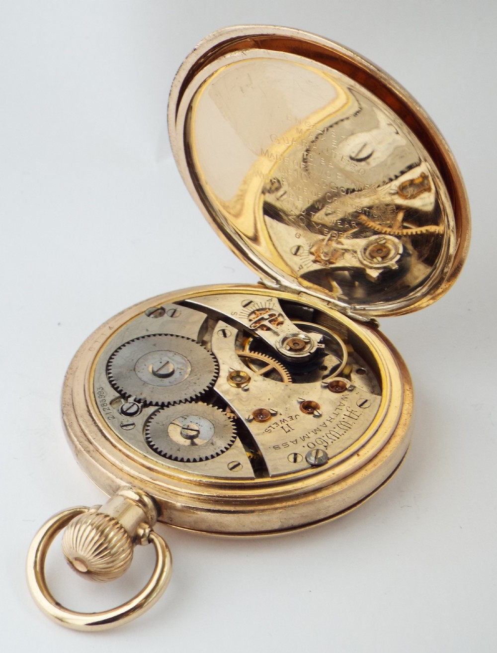 Antique 1917 Waltham full hunter pocket watch. View V