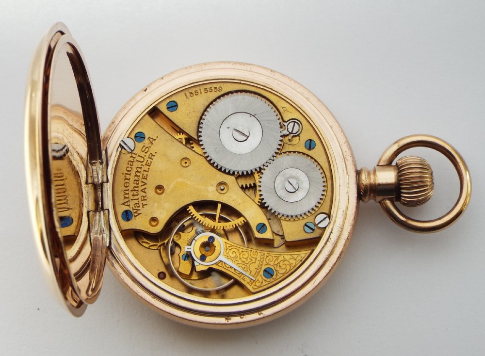 Antique 1907 Waltham pocket watch. View V