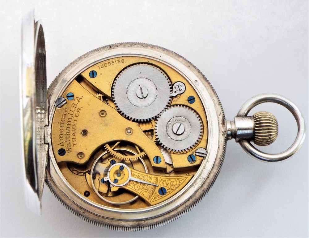 Antique silver Waltham pocket watch, 1903. View V