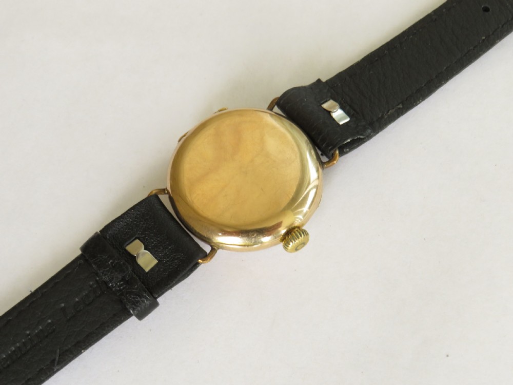 Gents 9ct gold trench watch, 1914 View V