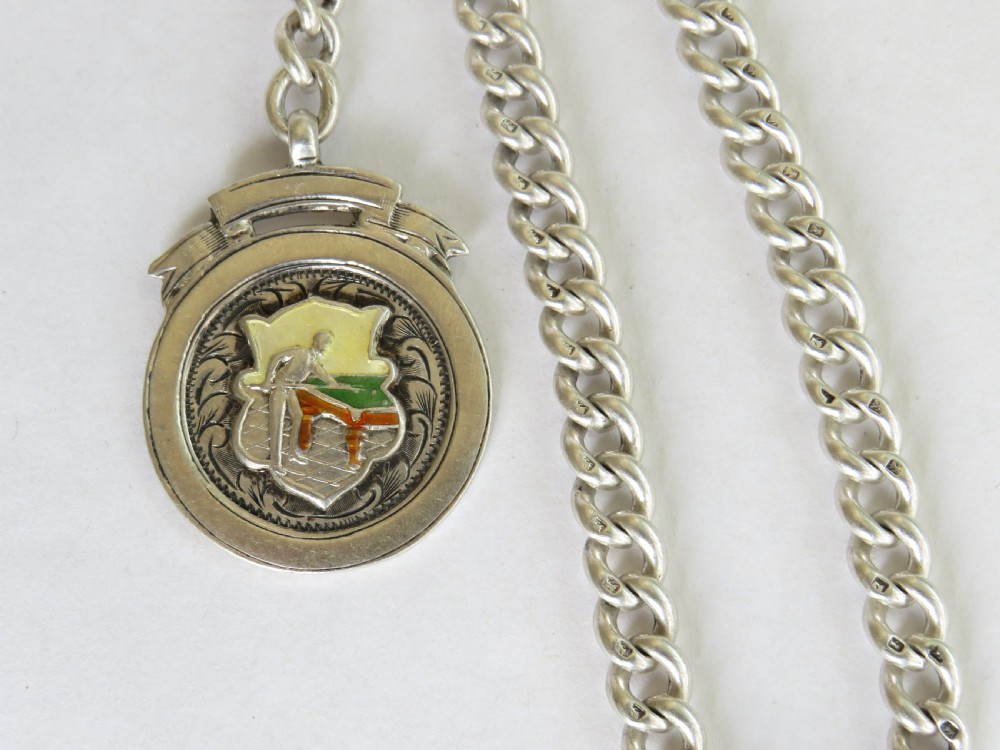 Silver J W Benson pocket watch and chain View V