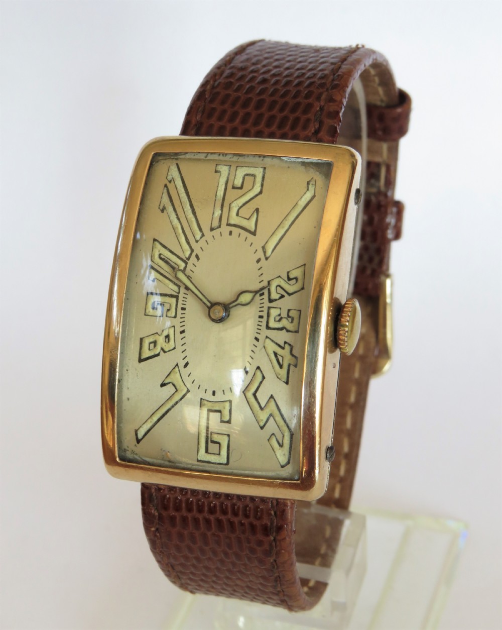 Gents large 14ct gold Art Deco Mobile watch from Lesquereux