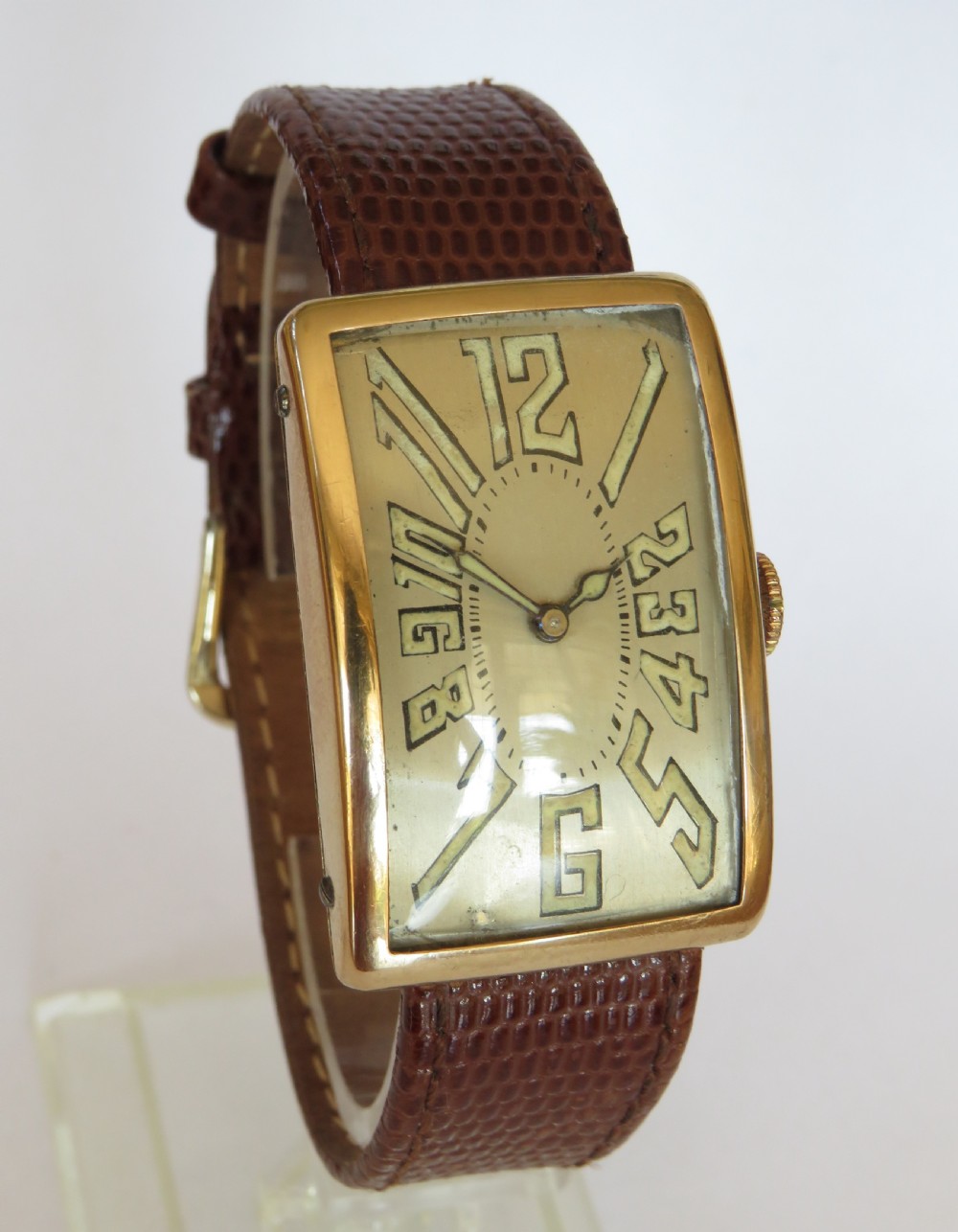 Gents large 14ct gold Art Deco Mobile watch from Lesquereux View II