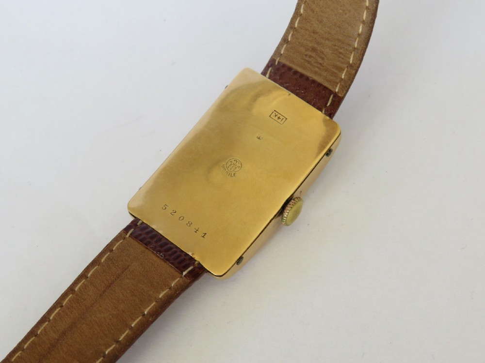 Gents large 14ct gold Art Deco Mobile watch from Lesquereux View IV