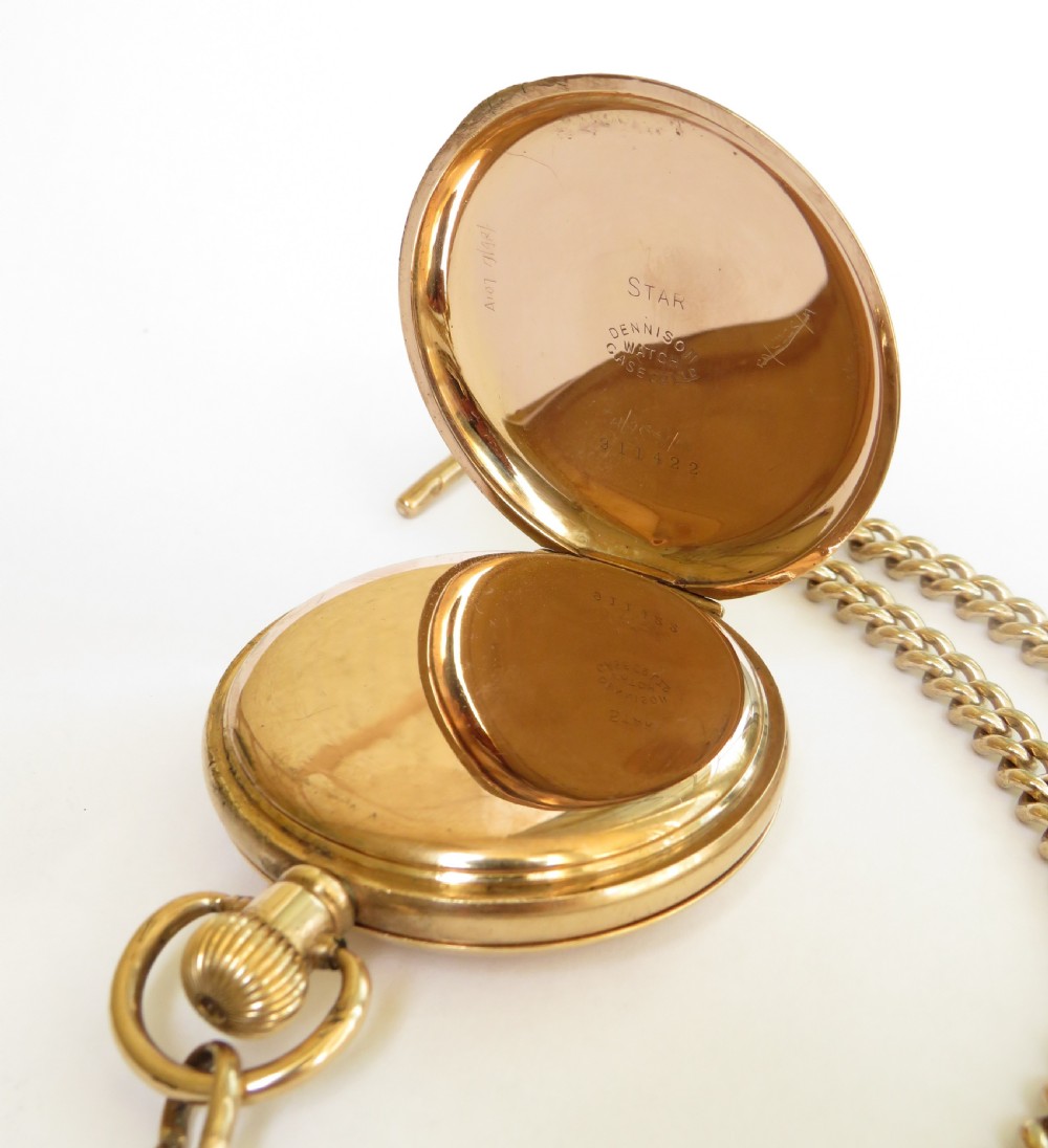 1930s Bravingtons Renown half hunter pocket watch and chain View IV